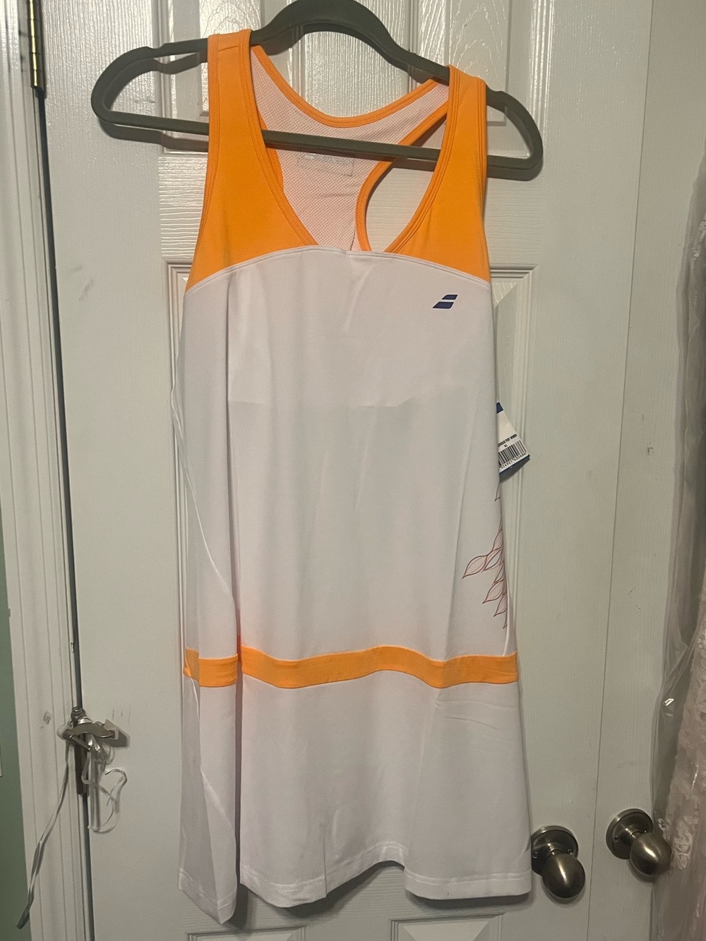 Babolat NWT Women’s White & Orange Athletic Tennis Dress no shorts